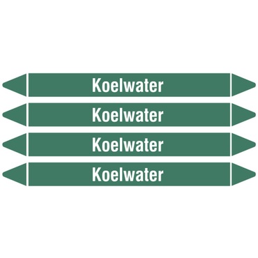Pipe marker "Koelwater", 26x250mm - 4 pc/card